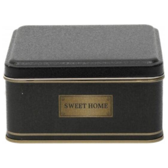 158x158x80 mm Kare Metal Saklama Kutusu 1.9L Siyah Altın SWT Ev — Kare Kutular — Tinbox