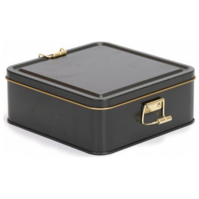 158x158x87 mm Kare Metal Saklama Kutusu 1.9L Tel Kilitli ve Şeffaf Kapaklı Siyah — Kare Kutular — görsel 3 / 4 — Tinbox