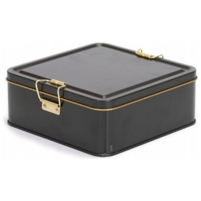 158x158x87 mm Kare Metal Saklama Kutusu 1.9L Tel Kilitli ve Şeffaf Kapaklı Siyah — Kare Kutular — görsel 4 / 4 — Tinbox