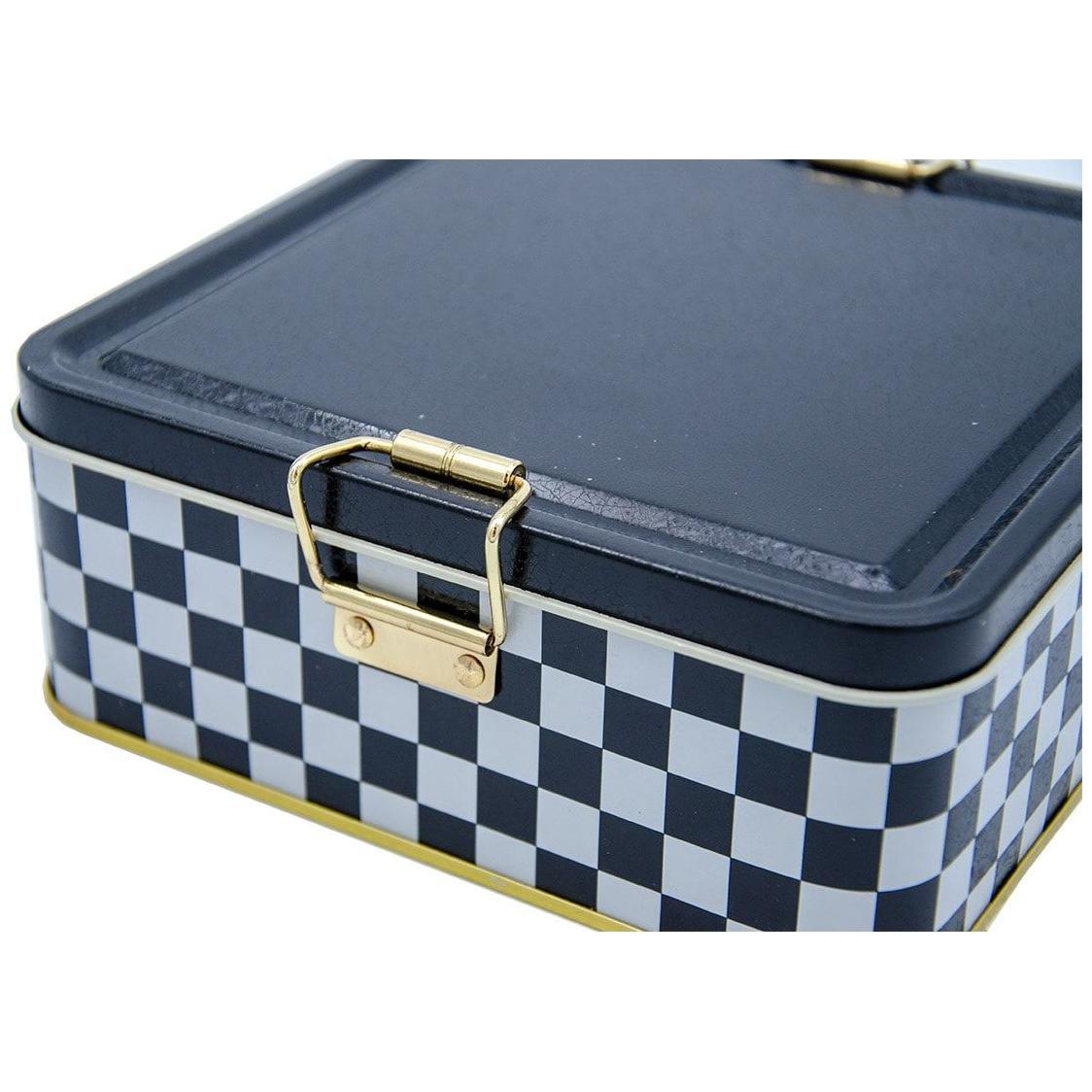 158x158x87 mm Kare Metal Saklama Kutusu 1.9L Tel Kilitli ve Şeffaf Kapaklı Kare Desenli — Kare Kutular — görsel 4 / 4 — Ti…