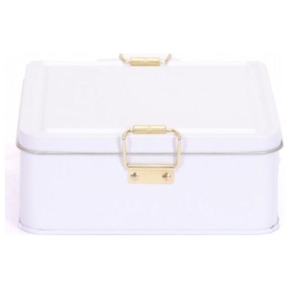 158x158x87 mm Kare Metal Saklama Kutusu 1,9 L Tel Kilitli ve Şeffaf Kapaklı Beyaz — Kare Kutular — görsel 2 / 4 — Tinbox