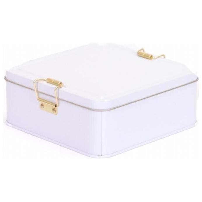 158x158x87 mm Kare Metal Saklama Kutusu 1,9 L Tel Kilitli ve Şeffaf Kapaklı Beyaz — Kare Kutular — görsel 3 / 4 — Tinbox