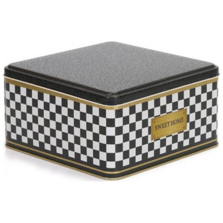 198x198x100 mm Square Metal Storage box 3.7L Checkerboard — Square Boxes — Tinbox