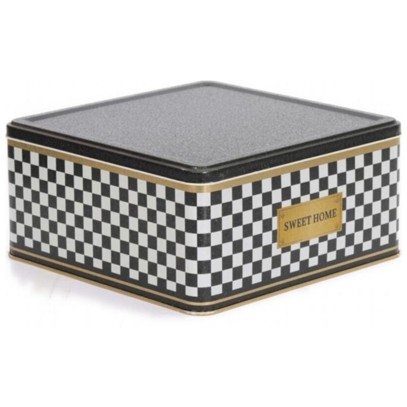 235x235x110 Kare Teneke Kutu 5.8L Sürgülü Kapaklı Kare Desenli — Kare Kutular — görsel 3 / 4 — Tinbox