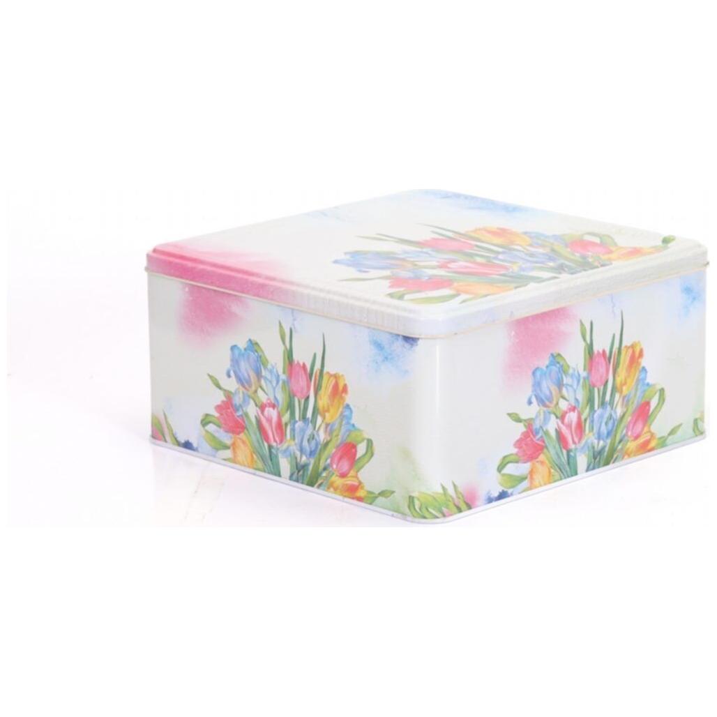 235x235x110 Kare Teneke Kutu 5.8L sürgülü kapaklı Çiçek Lale — Kare Kutular — görsel 3 / 4 — Tinbox
