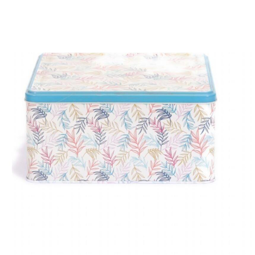 235x235x110 Square Tin Box 5.8L slip lid Leaf pattern — Square Boxes — view 2 of 4 — Tinbox