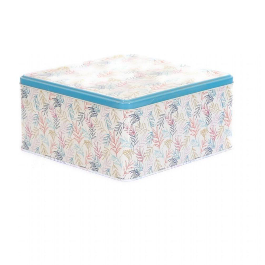 235x235x110 Square Tin Box 5.8L slip lid Leaf pattern — Square Boxes — view 3 of 4 — Tinbox