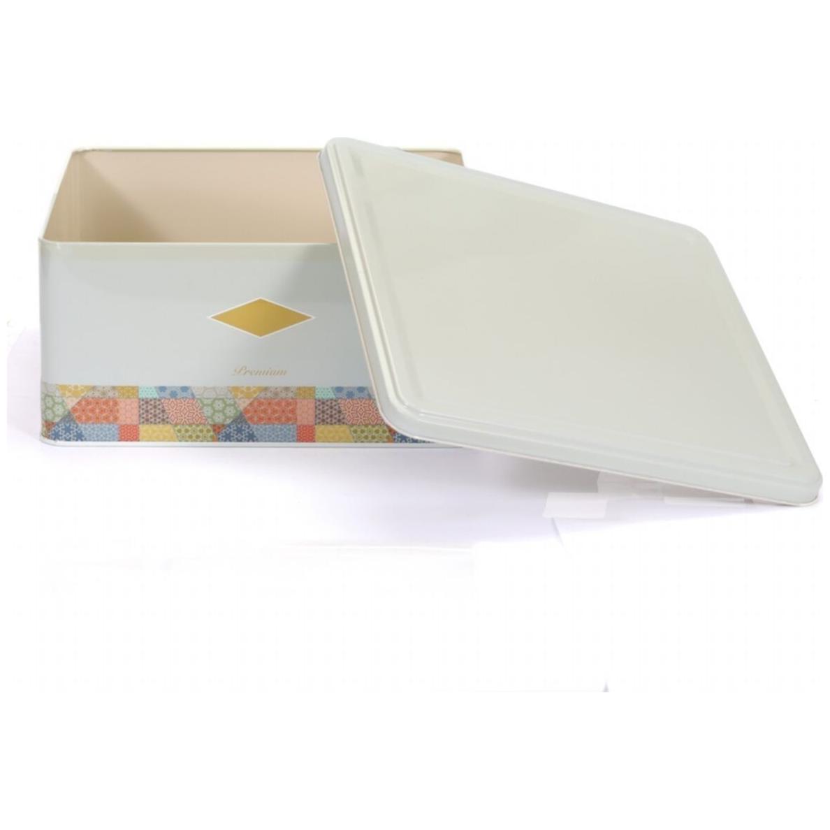 235x235x110 Kare Teneke Kutu 5.8L Sürgülü Kapaklı Yama Desenli Yeşil Arka Plan — Kare Kutular — görsel 4 / 4 — Tinbox