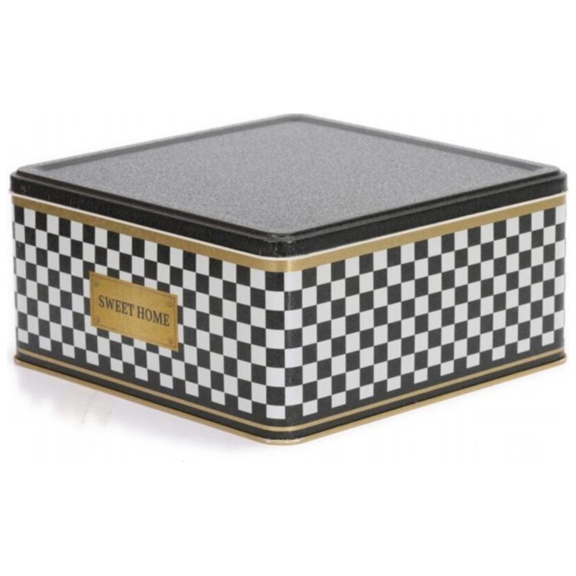 235x235x110 Kare Teneke Kutu 5.8L Sürgülü Kapaklı Kare Desenli — Kare Kutular — görsel 1 / 4 — Tinbox