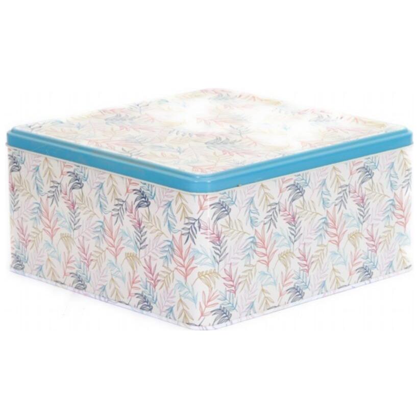 235x235x110 Square Tin Box 5.8L slip lid Leaf pattern — Square Boxes — Tinbox