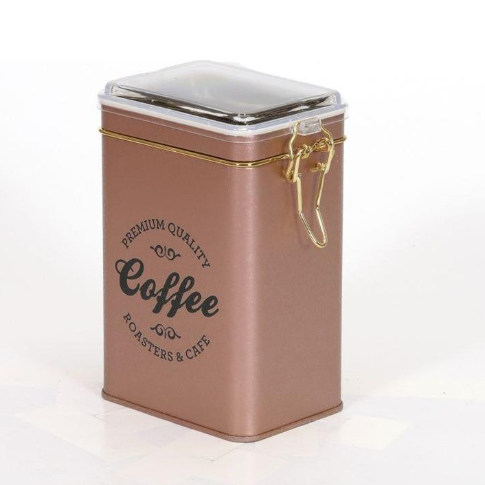 75x100x150 mm Rectangular Metal Box 1L Wire Clasp and Transparent Lid Coffee Rose gold background — Rectangular Boxes — vi…