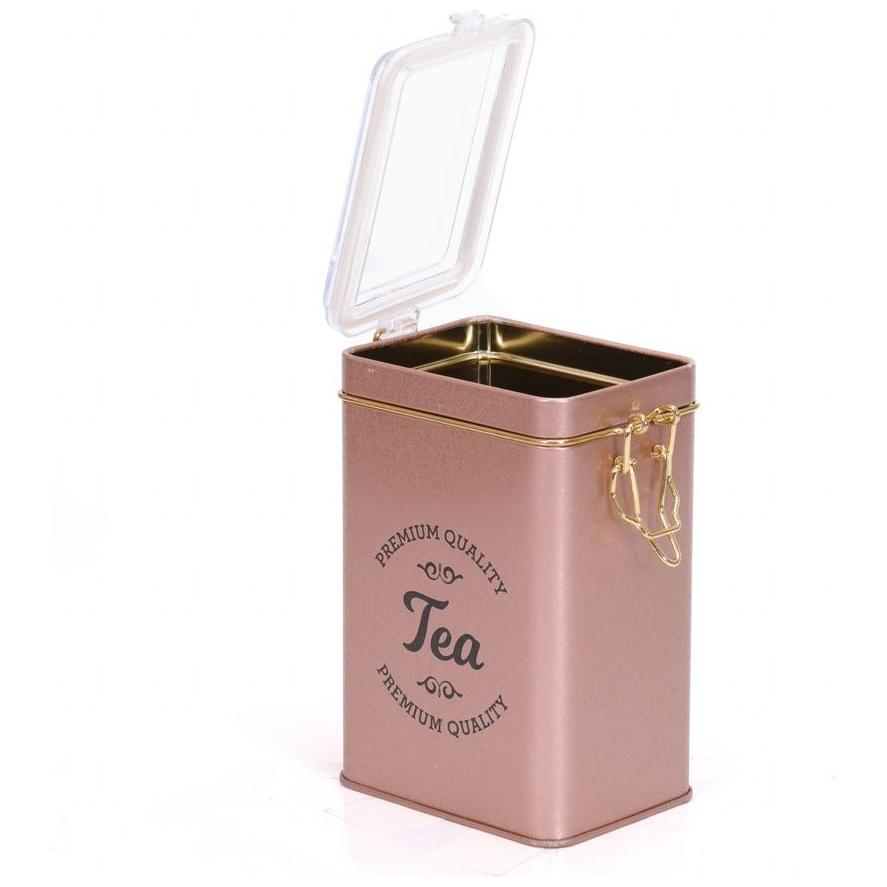 75x100x150 mm Dikdörtgen Metal Kutu 1L Tel Toka ve Şeffaf Kapak Çay Gülü — Dikdörtgen Kutular — görsel 4 / 5 — Tinbox