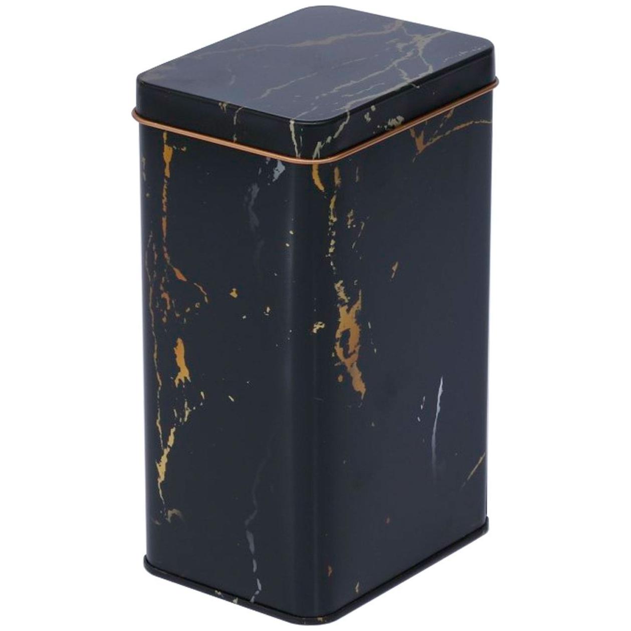 75x100x170 mm Dikdörtgen Metal Kutu 1L Mermer Siyah — Dikdörtgen Kutular — görsel 2 / 2 — Tinbox