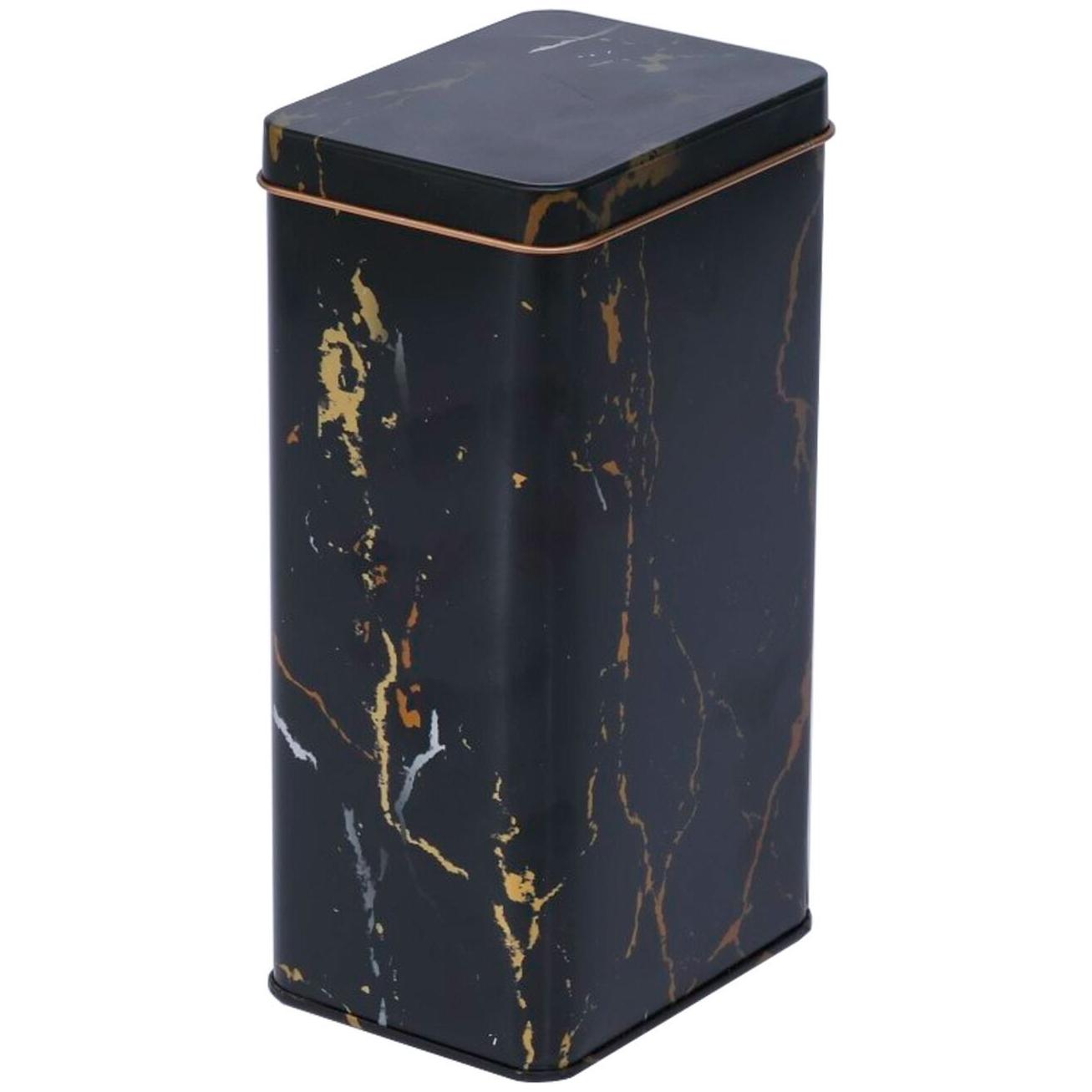 75x100x190 mm Dikdörtgen Metal Kutu 1.3L Sürgülü Kapak Mermer Siyah — Dikdörtgen Kutular — Tinbox