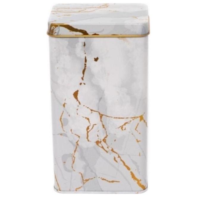 75x100x190 mm Dikdörtgen Metal Kutu 1.3L Sürgülü Kapak Mermer Beyaz — Dikdörtgen Kutular — görsel 2 / 4 — Tinbox
