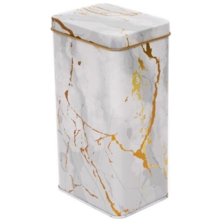 75x100x190 mm Dikdörtgen Metal Kutu 1.3L Sürgülü Kapak Mermer Beyaz — Dikdörtgen Kutular — görsel 3 / 4 — Tinbox