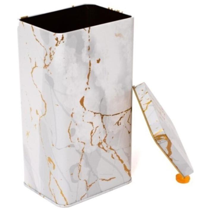 75x100x190 mm Dikdörtgen Metal Kutu 1.3L Sürgülü Kapak Mermer Beyaz — Dikdörtgen Kutular — görsel 4 / 4 — Tinbox