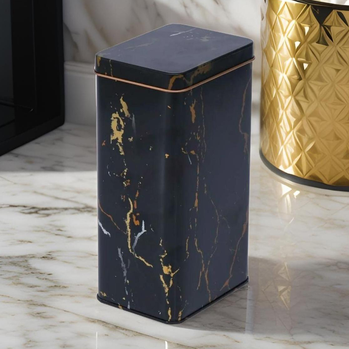 75x100x190 mm Dikdörtgen Metal Kutu 1.3L Sürgülü Kapak Mermer Siyah — Dikdörtgen Kutular — görsel 2 / 2 — Tinbox