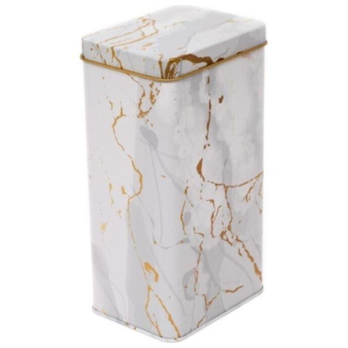75x100x190 mm Dikdörtgen Metal Kutu 1.3L Sürgülü Kapak Mermer Beyaz — Dikdörtgen Kutular — Tinbox