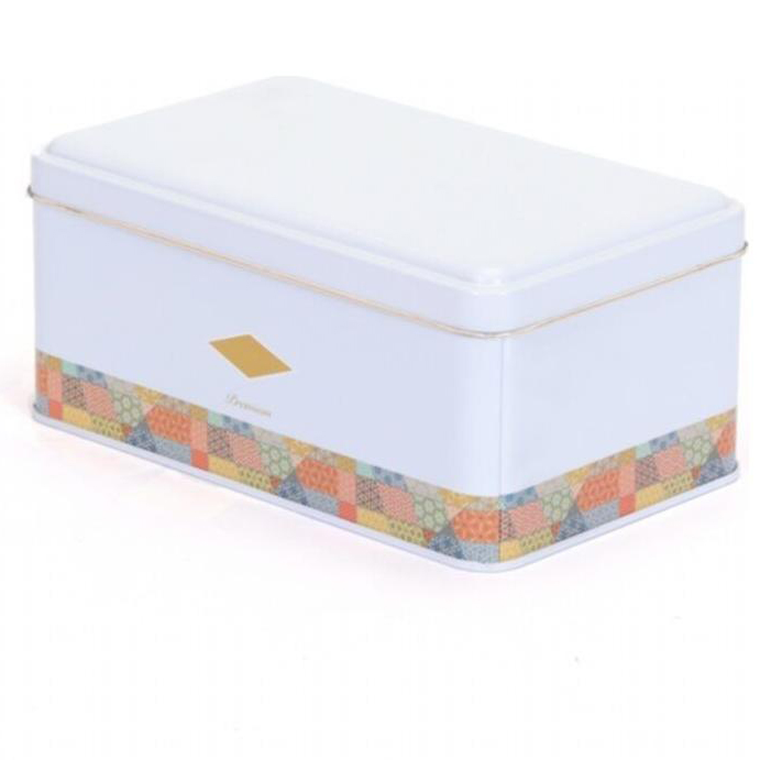 115x190x80 mm Rectangular Metal Storage Box 1.6L Patchwork Pattern Blue Background — Rectangular Boxes — view 2 of 3 — Tinbox