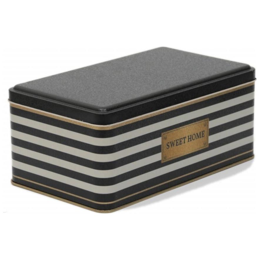 140x240x100 mm Rectangular Metal Storage Tin Box 3.1L Black and White Line Sweet Home — Rectangular Boxes — view 2 of 4 — …