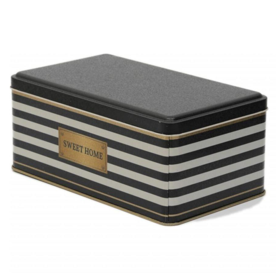 140x240x100 mm Rectangular Metal Storage Tin Box 3.1L Black and White Line Sweet Home — Rectangular Boxes — view 3 of 4 — …