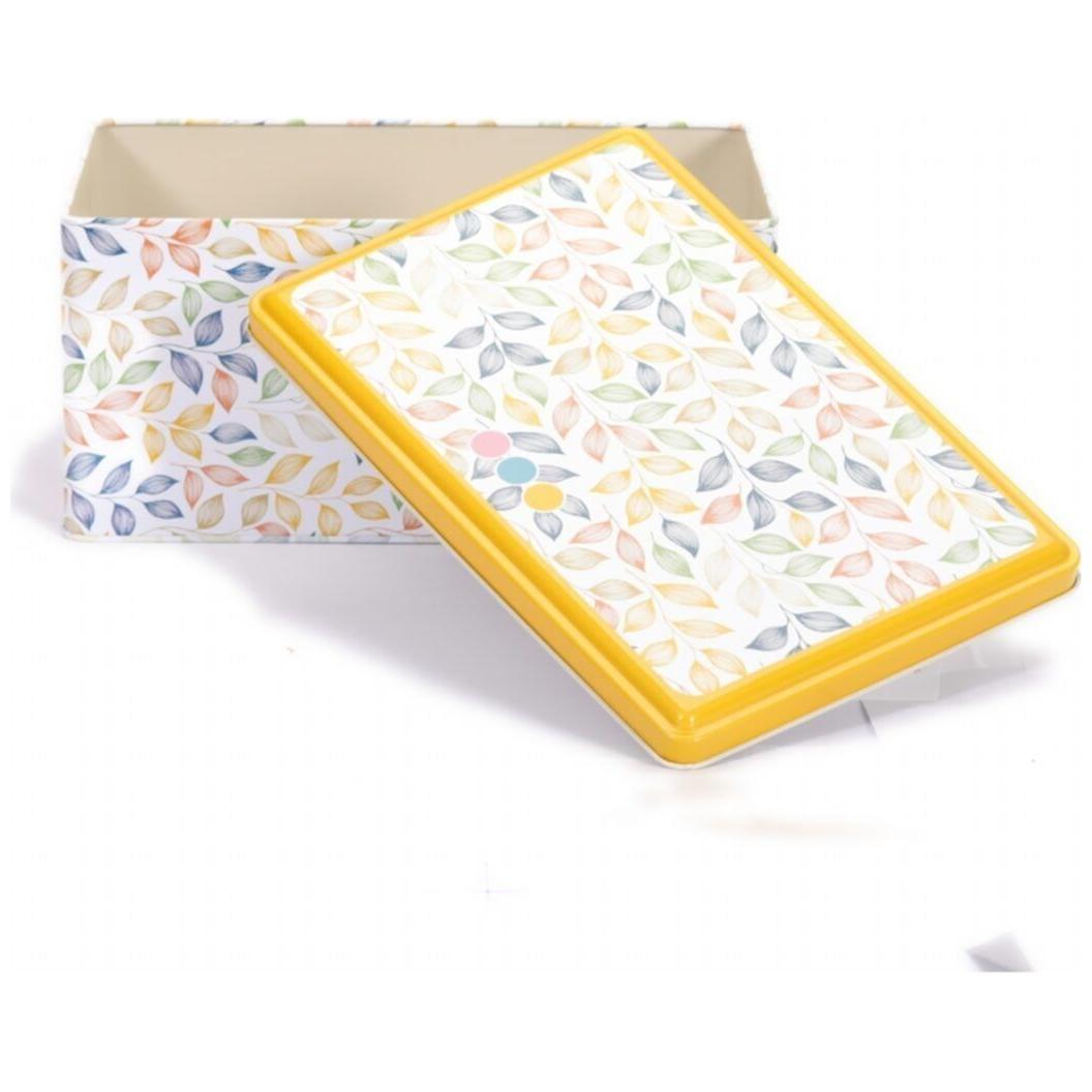 170x260x120 mm Dikdörtgen Metal Saklama Kutusu, Sürgülü Kapak, 5.1L, Yaprak Desenli — Dikdörtgen Kutular — görsel 4 / 4 — …