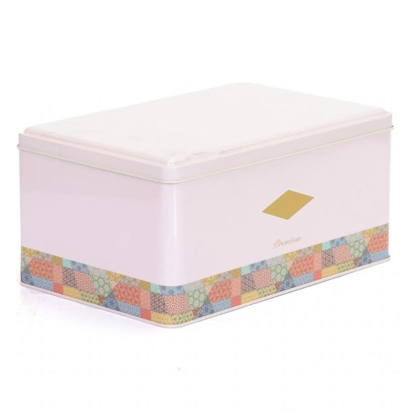 170x260x120 mm Dikdörtgen Metal Saklama Kutusu, Sürgülü Kapak, 5.1L, Yama Desenli, Pembe Arka Plan — Dikdörtgen Kutular — …