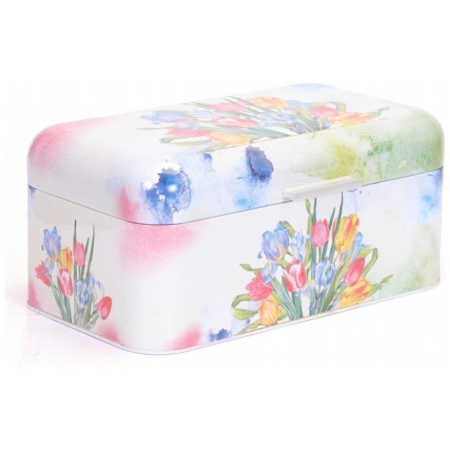 209 x 365 x 120 mm Dikdörtgen Ekmek Kutusu 9L Menteşeli Kapak Çiçek Lale Desenli — Ekmeklik — görsel 2 / 4 — Tinbox