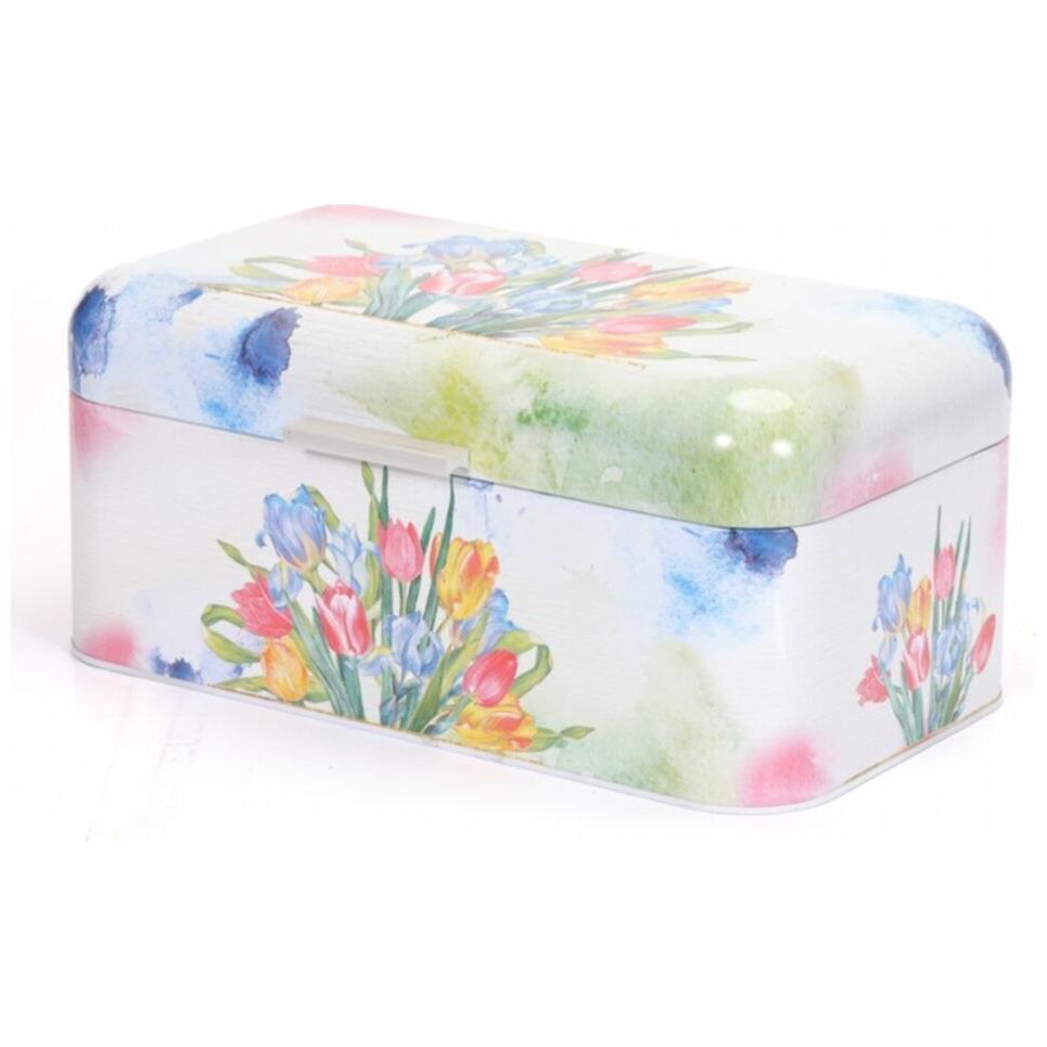 209 x 365 x 120 mm Dikdörtgen Ekmek Kutusu 9L Menteşeli Kapak Çiçek Lale Desenli — Ekmeklik — görsel 3 / 4 — Tinbox