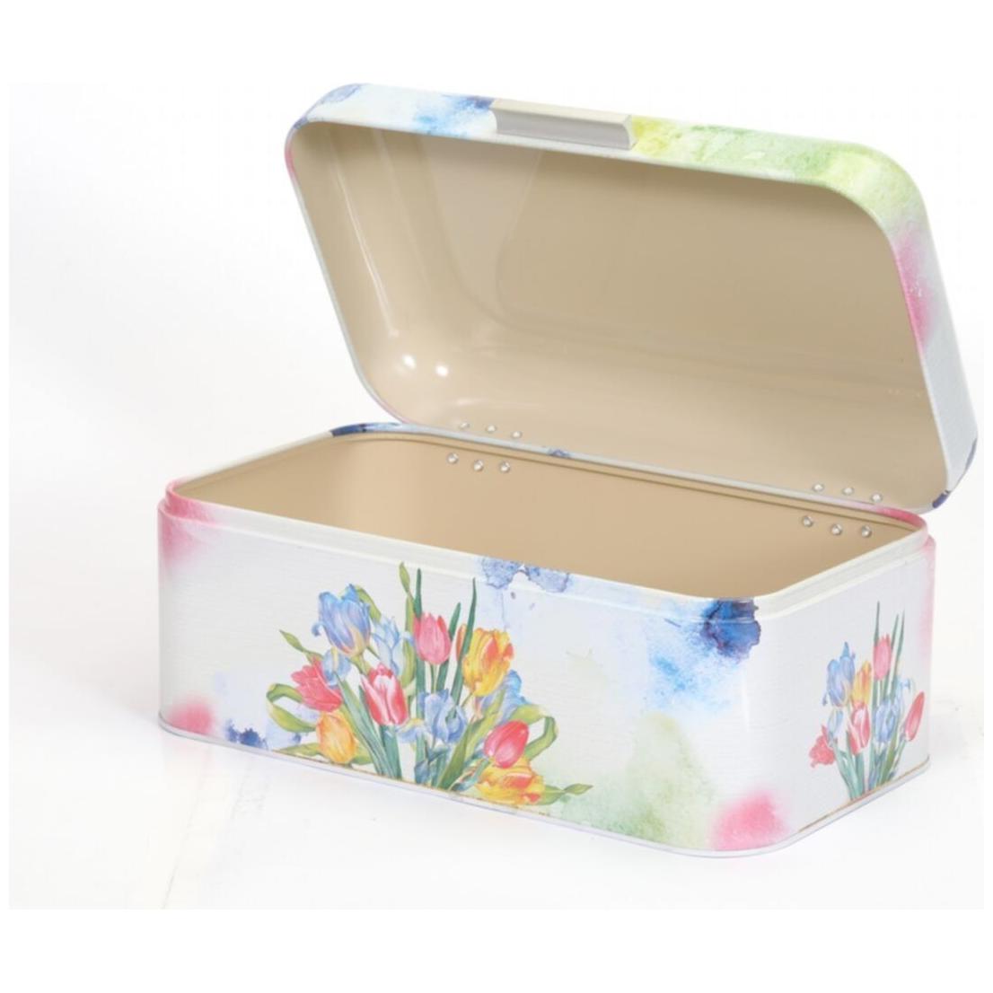 209 x 365 x 120 mm Dikdörtgen Ekmek Kutusu 9L Menteşeli Kapak Çiçek Lale Desenli — Ekmeklik — görsel 4 / 4 — Tinbox