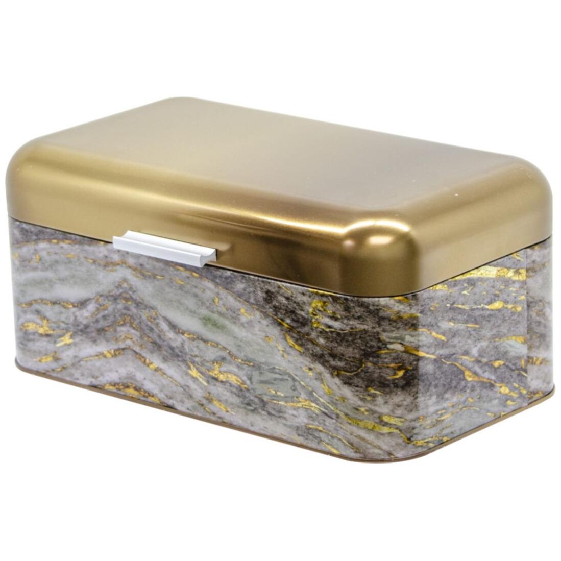 209 x 365 x 120 mm Dikdörtgen Ekmek Kutusu 9L Menteşeli Kapak Kaya ve Altın — Ekmeklik — görsel 2 / 4 — Tinbox