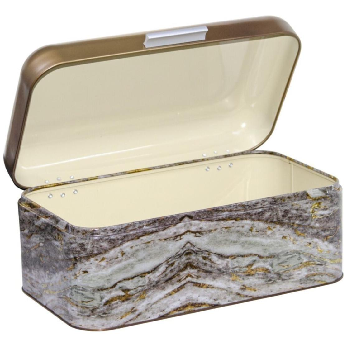 209 x 365 x 120 mm Dikdörtgen Ekmek Kutusu 9L Menteşeli Kapak Kaya ve Altın — Ekmeklik — görsel 4 / 4 — Tinbox