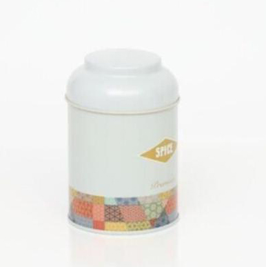 Ø90x90 mm Yuvarlak Teneke Kutu 0,5 L Kubbeli Kapak Yama Desenli Yeşil Arka Plan — Yuvarlak Kutular — Tinbox