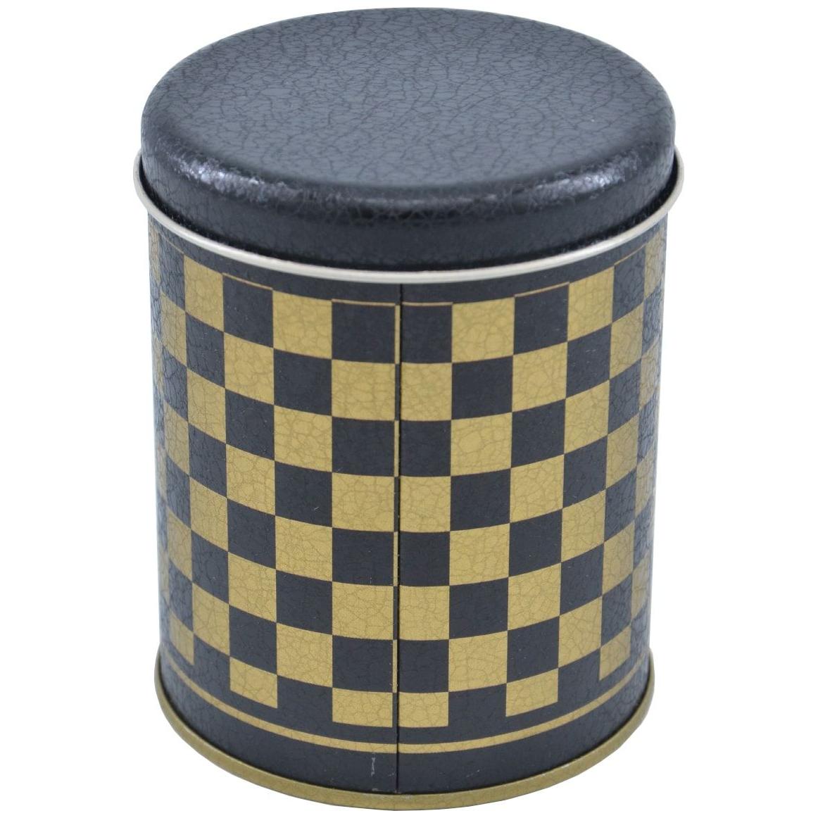 Ø90x110 mm Yuvarlak Teneke Kutu 0.6L Kayar Kapaklı Kareli Desenli — Yuvarlak Kutular — görsel 3 / 3 — Tinbox