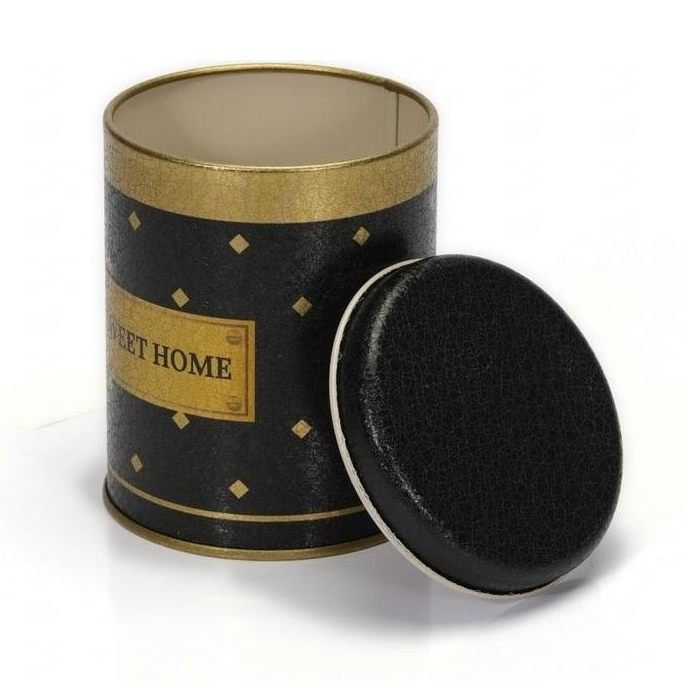 Ø90x110 mm Round Tin Box 0.6L Slip Lid Black Gold Swt Home — Round Boxes — view 2 of 4 — Tinbox
