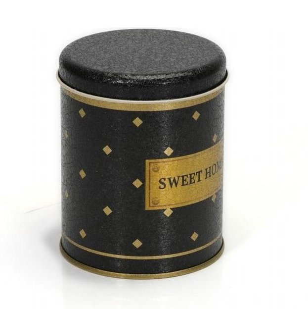 Ø90x110 mm Round Tin Box 0.6L Slip Lid Black Gold Swt Home — Round Boxes — view 3 of 4 — Tinbox