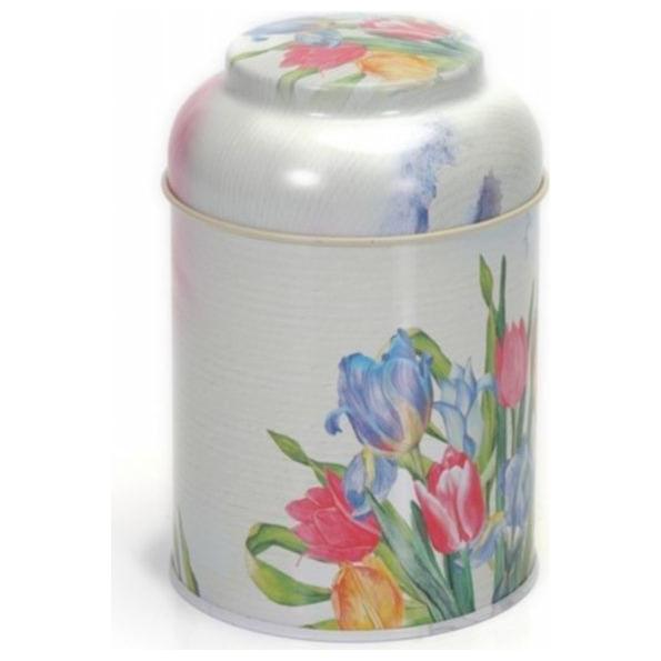Ø90 x 110 mm Yuvarlak Metal Teneke Kutu – 0,6 L, Kubbeli Kapaklı, Lale Şeklinde — Yuvarlak Kutular — görsel 3 / 4 — Tinbox