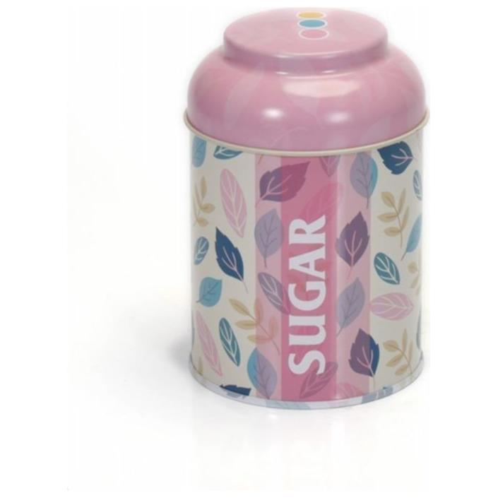 Ø90 x 110 mm Yuvarlak Metal Kutu – 0,6 L, Kubbeli Kapaklı, Yaprak Desenli — Yuvarlak Kutular — görsel 2 / 4 — Tinbox
