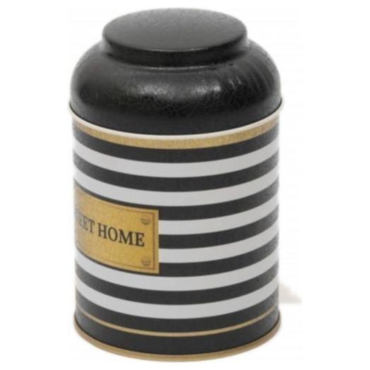 Ø90 x 110 mm Round Metal Tin – 0.6L with Dome Lid Black and White Line Sweet Home — Round Boxes — view 3 of 4 — Tinbox