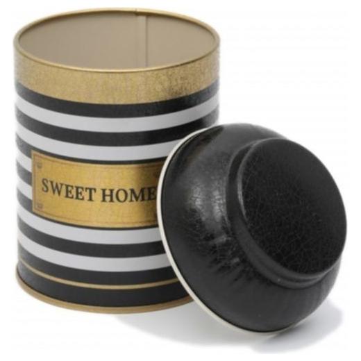 Ø90 x 110 mm Round Metal Tin – 0.6L with Dome Lid Black and White Line Sweet Home — Round Boxes — view 4 of 4 — Tinbox
