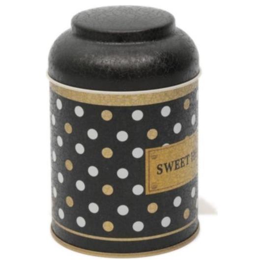 Ø90 x 110 mm Yuvarlak Metal Kutu – 0,6 L, Kubbeli Kapaklı, Siyah — Yuvarlak Kutular — görsel 3 / 4 — Tinbox