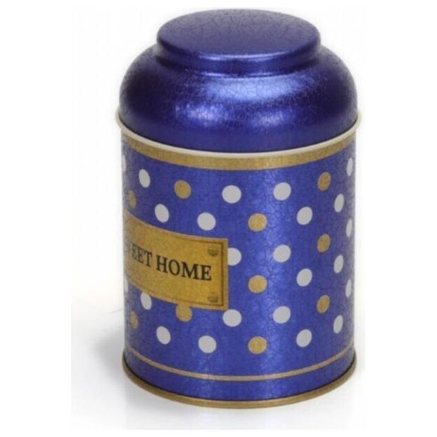 Ø90 x 110 mm Yuvarlak Metal Kutu – 0,6 L, Kubbeli Kapaklı, Sivri Uçlu Mavi — Yuvarlak Kutular — görsel 3 / 4 — Tinbox