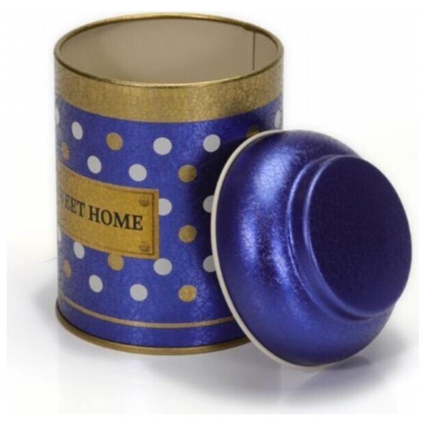 Ø90 x 110 mm Yuvarlak Metal Kutu – 0,6 L, Kubbeli Kapaklı, Sivri Uçlu Mavi — Yuvarlak Kutular — görsel 4 / 4 — Tinbox