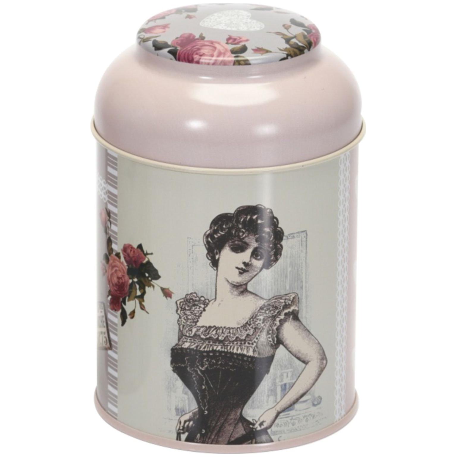 Ø90 x 110 mm Yuvarlak Metal Kutu – 0,6 L, Kubbeli Kapaklı, Rose Finette Blanche — Yuvarlak Kutular — görsel 2 / 5 — Tinbox