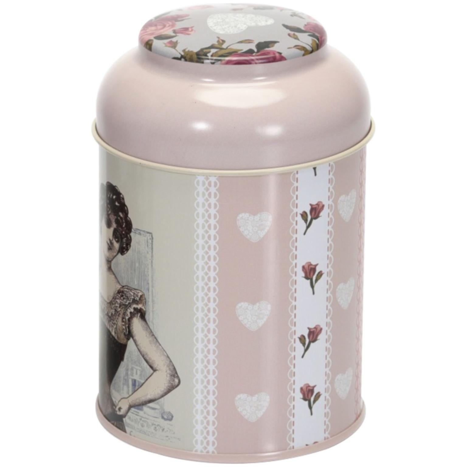 Ø90 x 110 mm Yuvarlak Metal Kutu – 0,6 L, Kubbeli Kapaklı, Rose Finette Blanche — Yuvarlak Kutular — görsel 3 / 5 — Tinbox