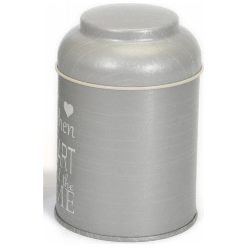 Ø90 x 110 mm Yuvarlak Metal Kutu – 0,6 L, Kubbeli Kapaklı, Mutfak (Gri Arka Plan) — Yuvarlak Kutular — görsel 3 / 5 — Tinbox