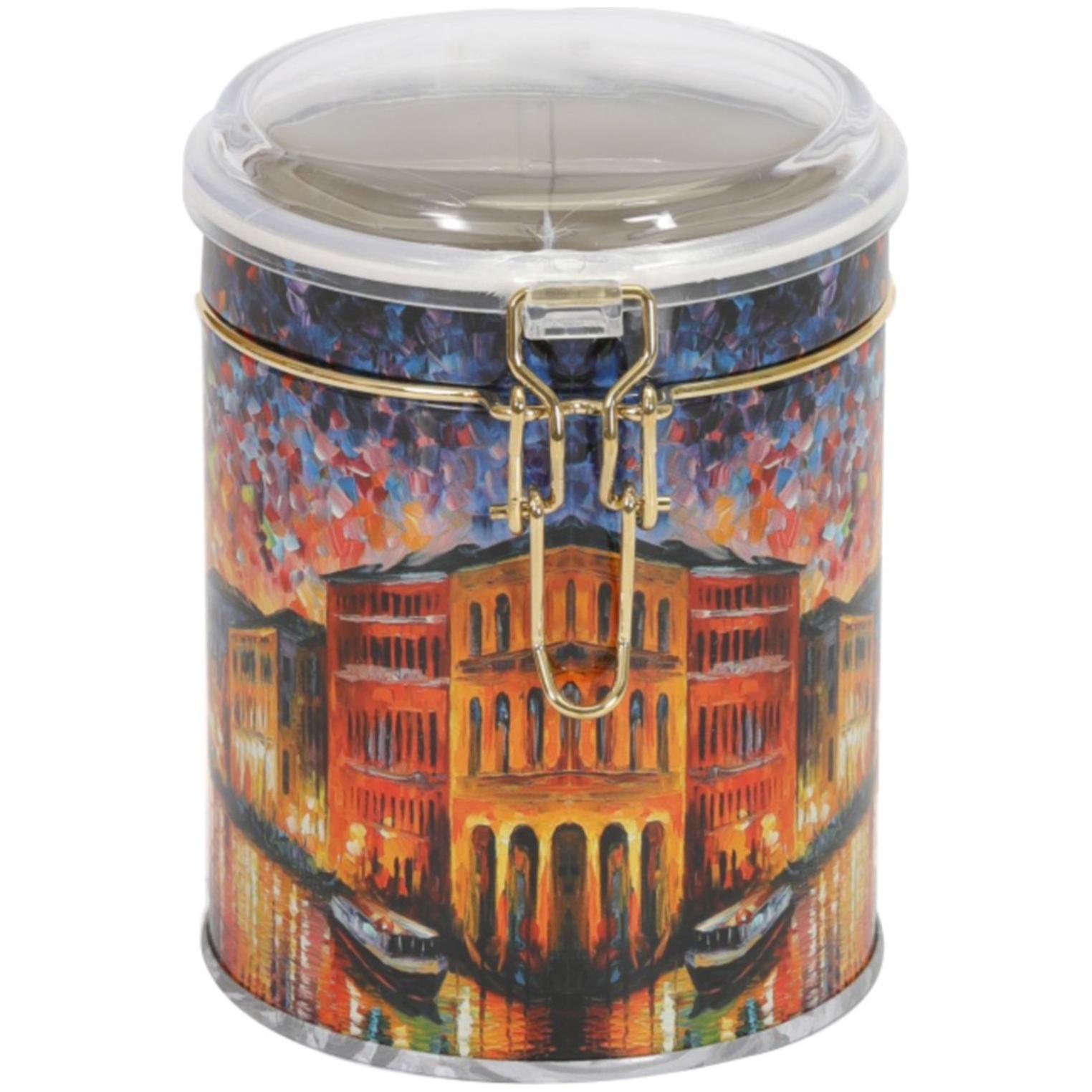 Ø90x110 mm Yuvarlak Teneke Kutu 0.6L Tel Tokalı ve Şeffaf Kapaklı Afremov River — Yuvarlak Kutular — görsel 2 / 4 — Tinbox