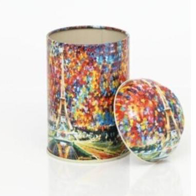 Ø90 x 130 mm Yuvarlak Metal Teneke Kutu – 0,8 L, Kubbeli Kapaklı, Afremov Paris — Yuvarlak Kutular — görsel 3 / 4 — Tinbox