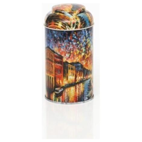 Ø90 x 150 mm Yuvarlak Metal Teneke Kutu – 0,9 L, Kubbeli Kapaklı, Afremov Venice — Yuvarlak Kutular — görsel 3 / 5 — Tinbox